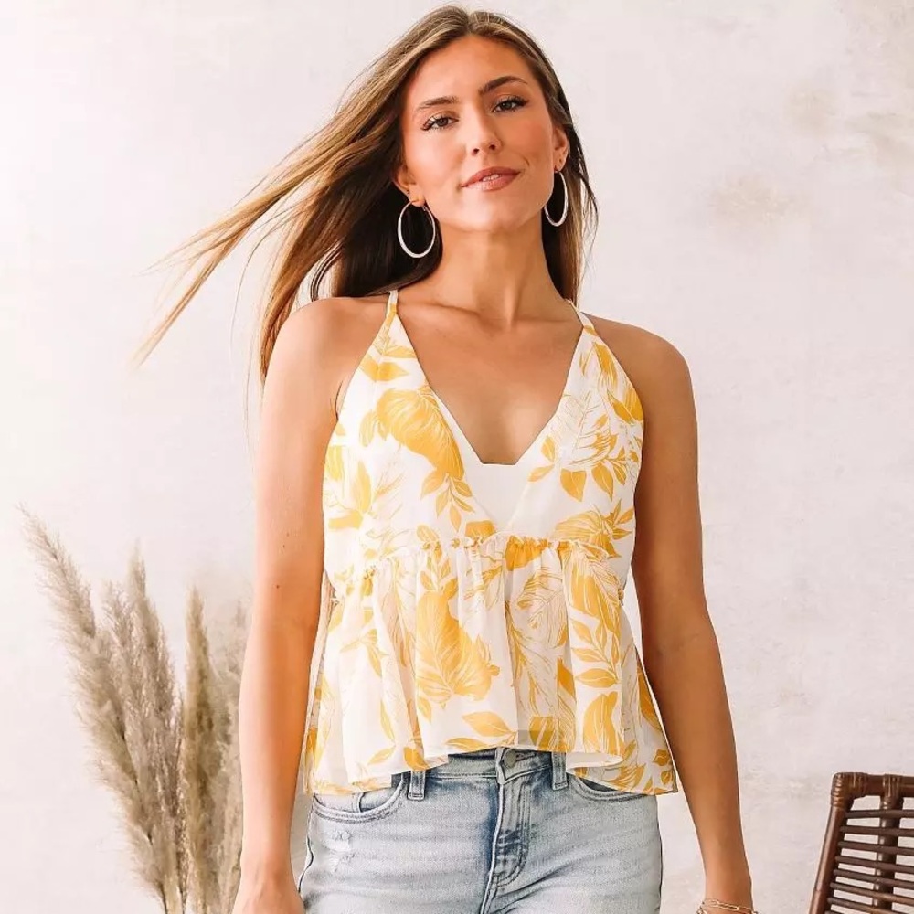 Buckle Yellow and White Tank Top Size Medium